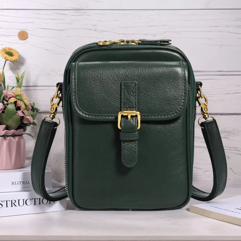 Leather Small Crossbody Cell Phone Bag with Adjustable Removable Strap Trendy Sling Bag Cellphone Bag Wallet Purse for Women Men