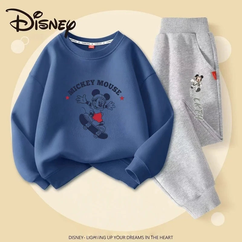 Autumn Baby Girls Boys Clothes Set Children Disney Mickey Printing Sweatshirt Top and Pants Bottom 2Pieces Suit Cotton Tracksuit