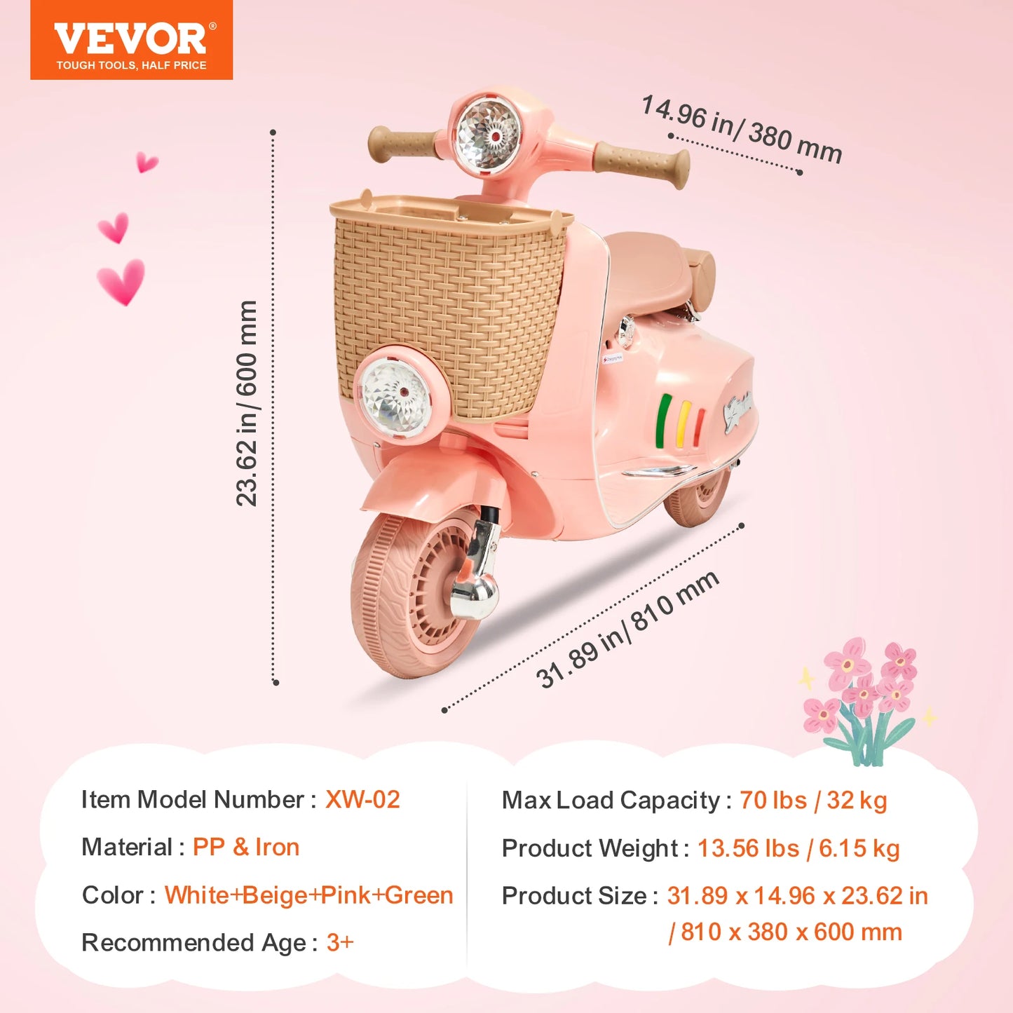 SucceBuy Kids Ride On Motorcycle 6V/12V Battery Powered Electric Motorcycle Trike with Speed 2mph Ride for Children Gifts