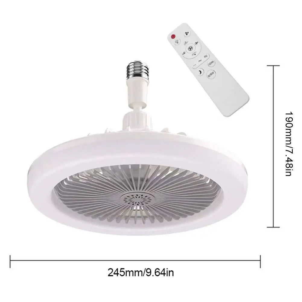 Socket Fan Light with Remote Ceiling Fan with Light Adjustable Wind Speed Timing Wireless Fan RGB Light for Living Room Bedroom