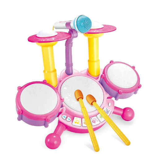 Hot selling Creative children jazz drums electric light cool music drum kit percussion instrument baby early education toys gift