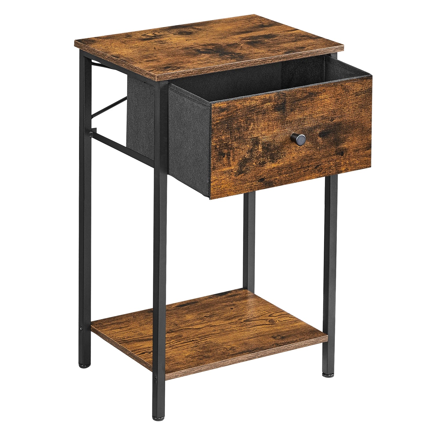 VASAGLE Nightstand, Side Table with Fabric Drawer, 24-Inch Tall End Table with Storage Shelf