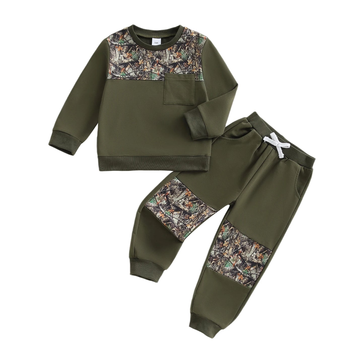 Boys 2-Piece Set Hooded Camo Sweatshirt with Matching Joggers Cozy Fall Outfit for Active Kids