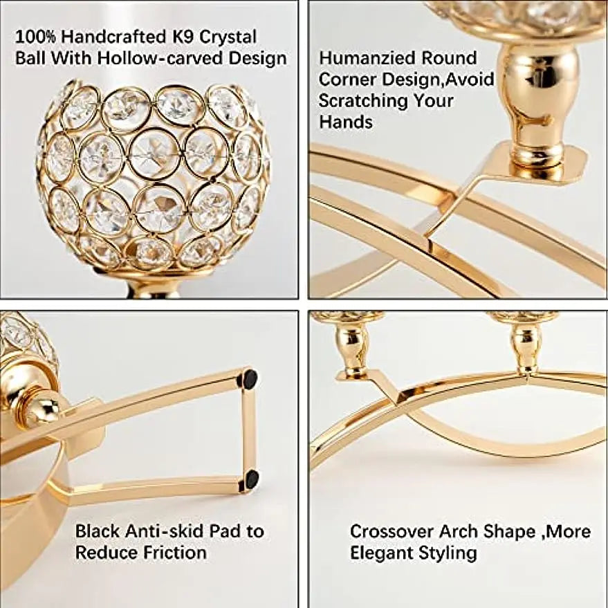 Gold 3-Arms Candle Holders Tealight Candlestick Candelabra Stand for Table Centerpieces Living Room Wedding Decor
