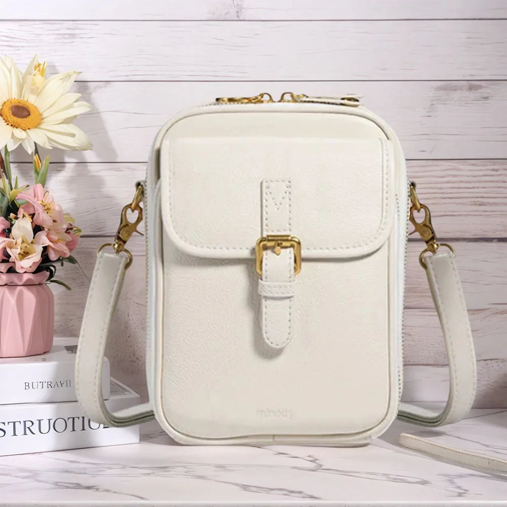 Leather Small Crossbody Cell Phone Bag with Adjustable Removable Strap Trendy Sling Bag Cellphone Bag Wallet Purse for Women Men