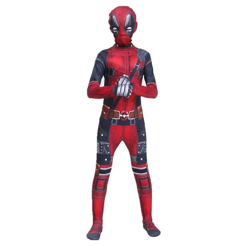 Kids Superhero Spider Costume Spandex Jumpsuit Halloween Cosplay Costumes Bodysuit Kids Head Cover Separation Party Set