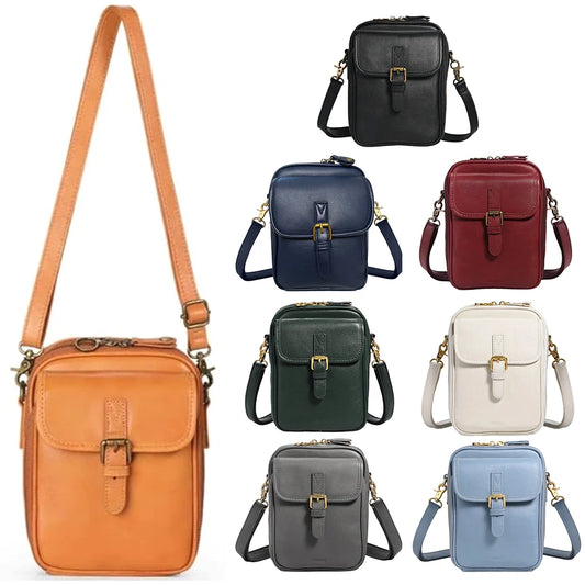 Leather Small Crossbody Cell Phone Bag with Adjustable Removable Strap Trendy Sling Bag Cellphone Bag Wallet Purse for Women Men