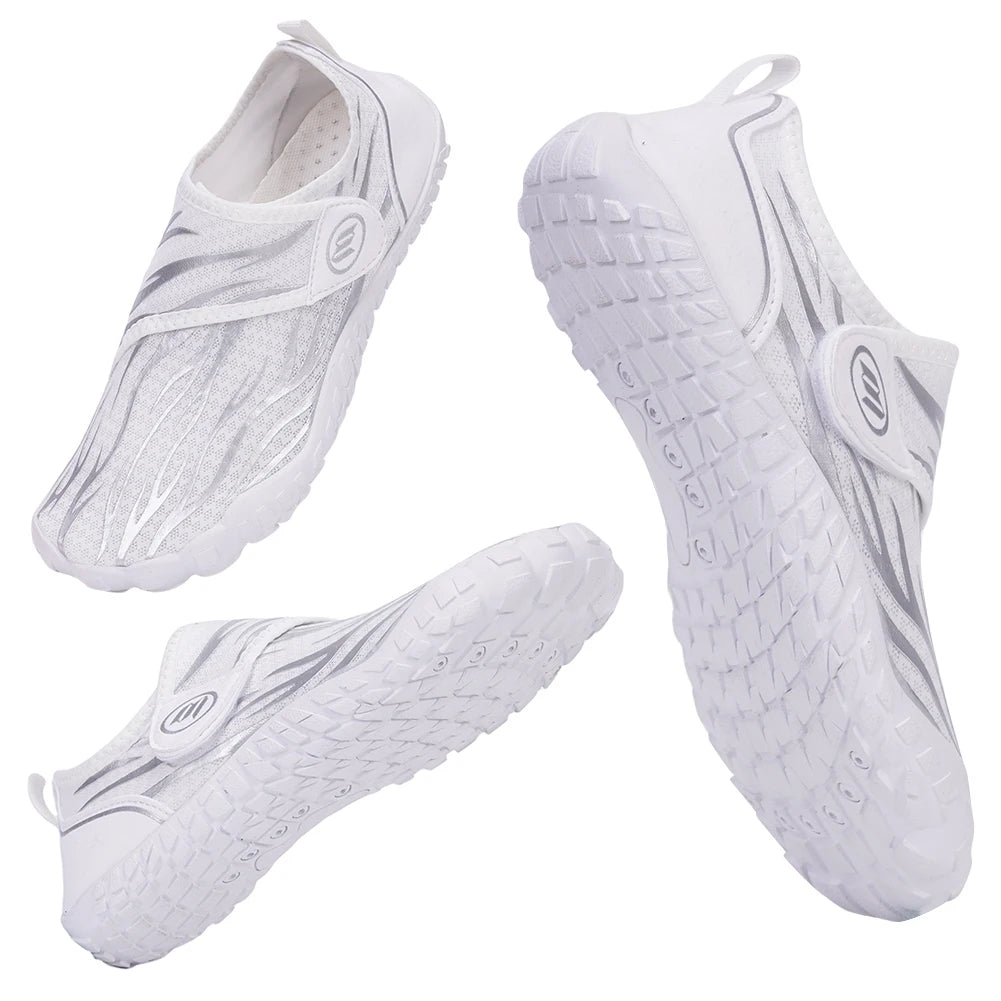 Unisex Water Shoes Lightweight Aqua Shoes Hook and Loop Fastener Barefoot Beach Shoes Lightweight Gym Sneakers for Water Sports