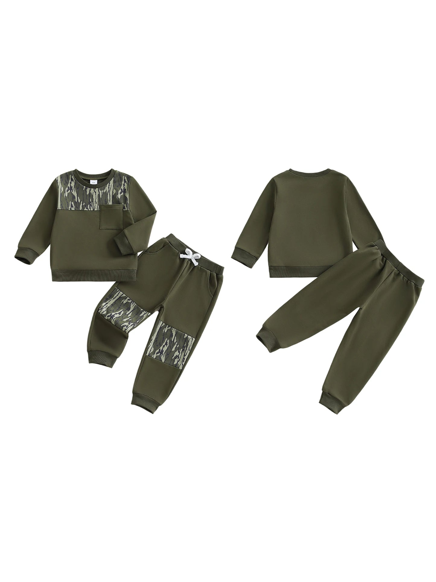 Boys 2-Piece Set Hooded Camo Sweatshirt with Matching Joggers Cozy Fall Outfit for Active Kids
