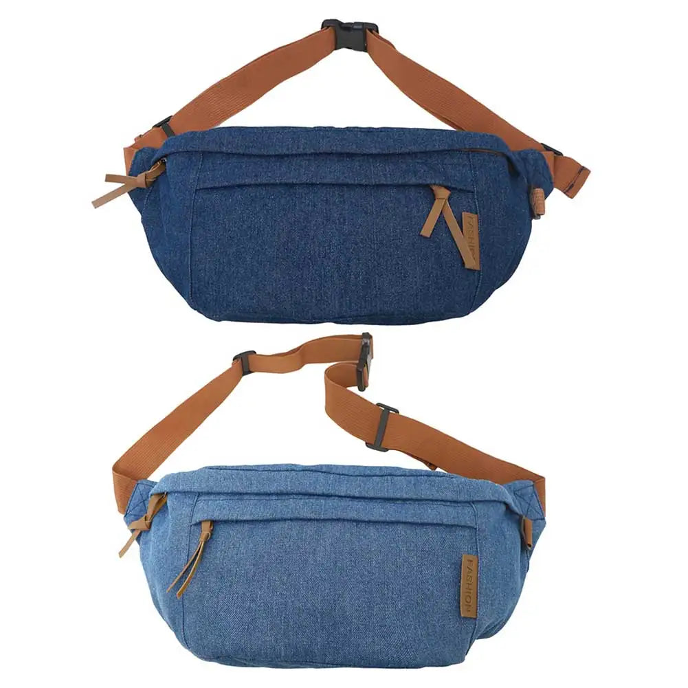 Denim Messenger Chest Bag Harajuku Men Women Casual Chest Bags Adjustable Shoulder Straps Solid Color Fashion Female Waist Bag