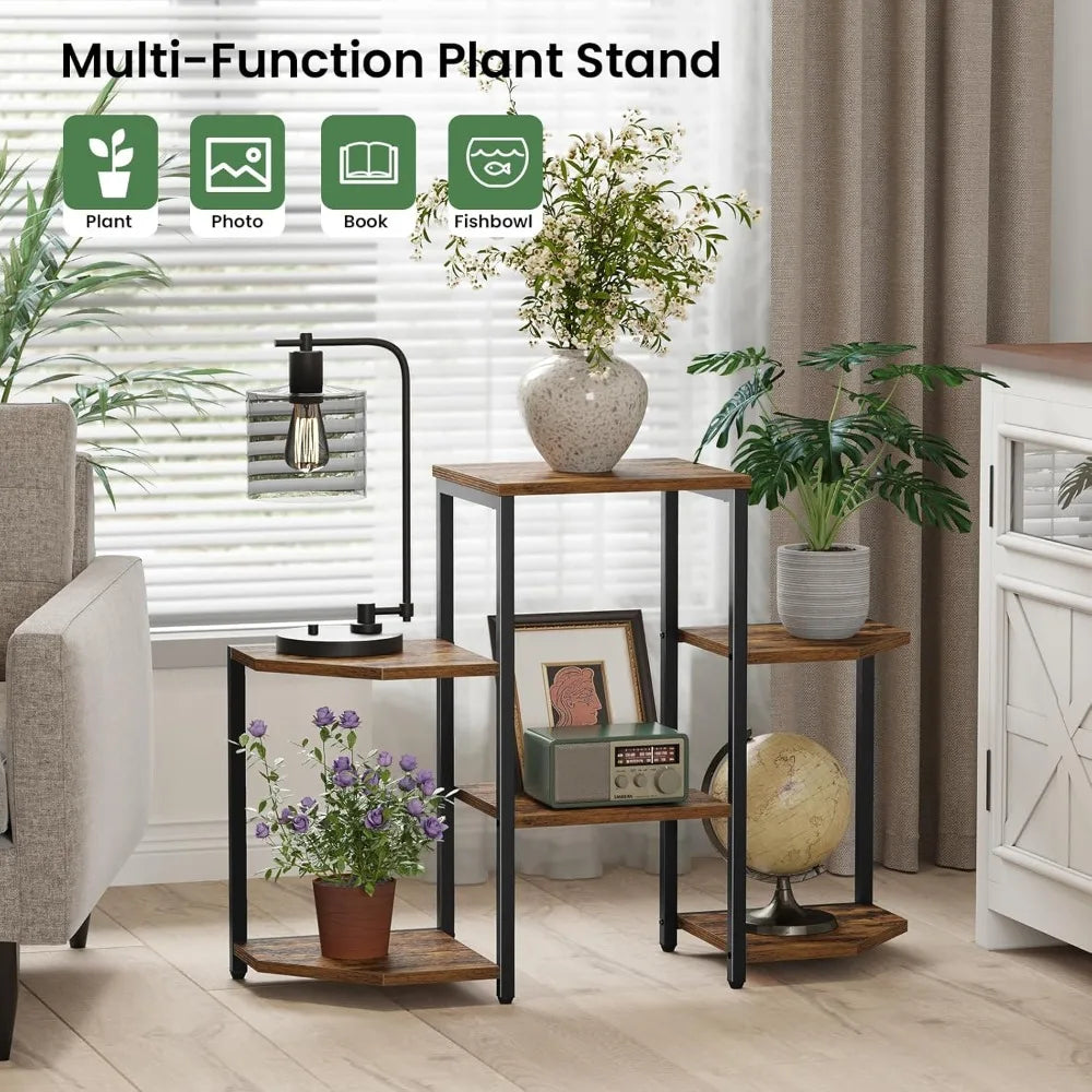 plant stand indoor, multiple plant shelf corner rack, 6 potted plant stand, 4 tiers large flower holder, planter display rack fo