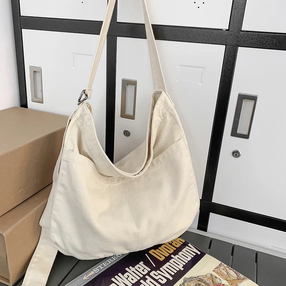 Shoulder Bag Canvas Simple College Student Bookbag Fashion Harajuku Satchels