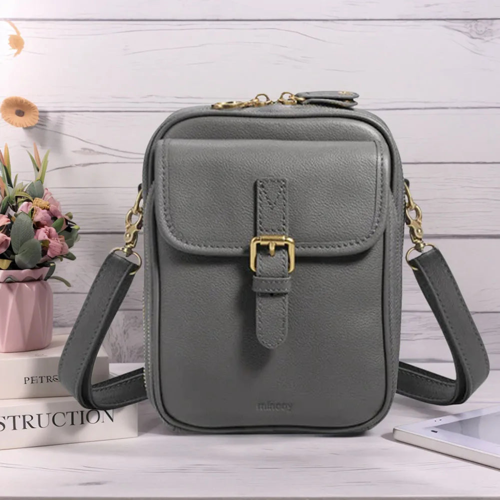 Leather Small Crossbody Cell Phone Bag with Adjustable Removable Strap Trendy Sling Bag Cellphone Bag Wallet Purse for Women Men