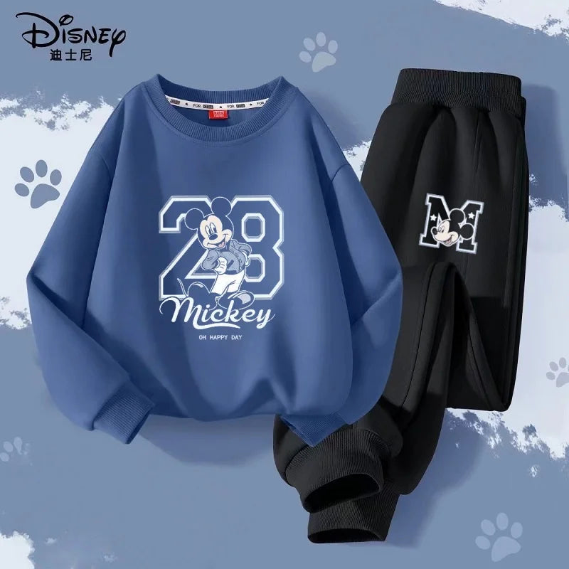 Autumn Baby Girls Boys Clothes Set Children Disney Mickey Printing Sweatshirt Top and Pants Bottom 2Pieces Suit Cotton Tracksuit