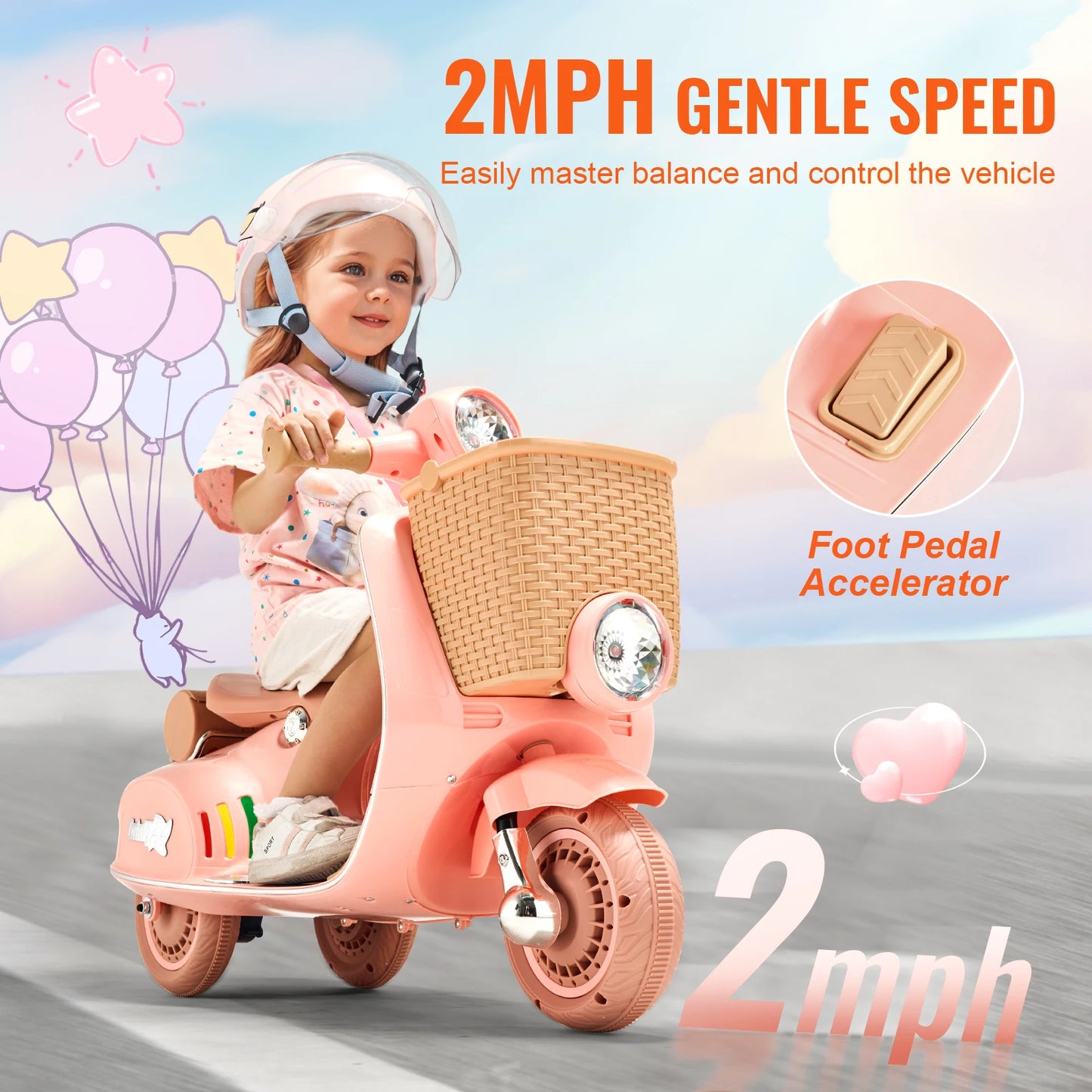 SucceBuy Kids Ride On Motorcycle 6V/12V Battery Powered Electric Motorcycle Trike with Speed 2mph Ride for Children Gifts
