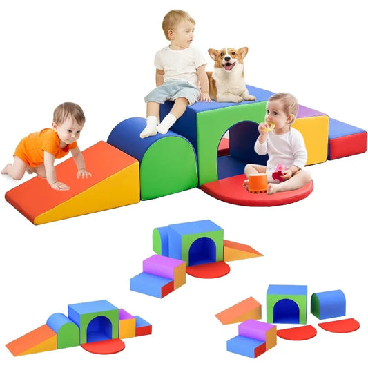 Soft Foam Climbing Blocks for Toddlers,7-Piece Climbing Toys Climbing Toys Indoor Foam Play Gym Foamnasium 1-3 Years Old Baby