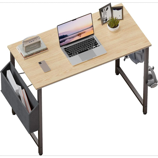 32 inch small space computer desk with storage bag, headphone hook, small office desk, study, writing desk