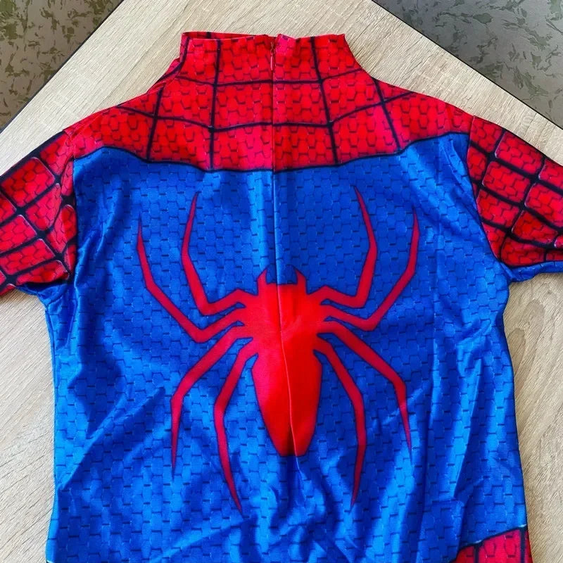 Kids Superhero Spider Costume Spandex Jumpsuit Halloween Cosplay Costumes Bodysuit Kids Head Cover Separation Party Set