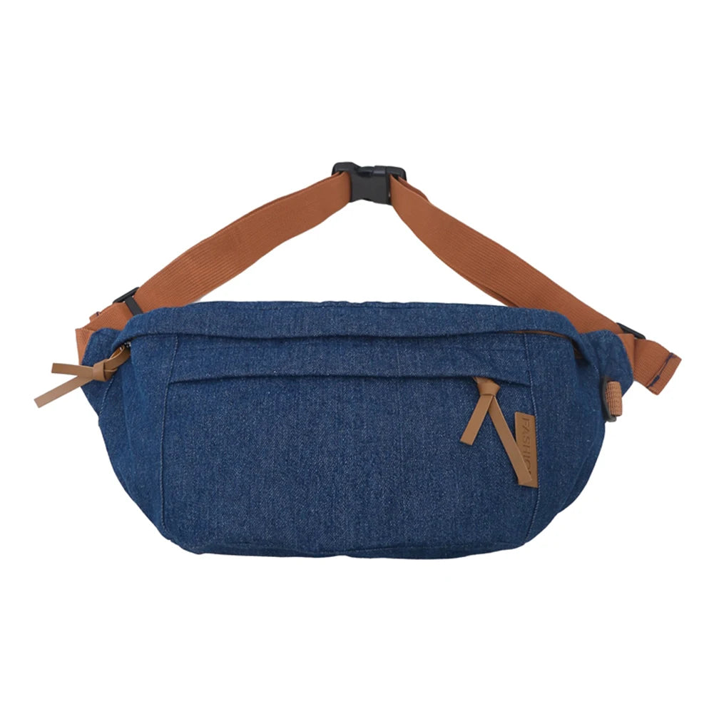 Denim Messenger Chest Bag Harajuku Men Women Casual Chest Bags Adjustable Shoulder Straps Solid Color Fashion Female Waist Bag