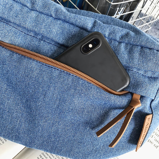 Denim Messenger Chest Bag Harajuku Men Women Casual Chest Bags Adjustable Shoulder Straps Solid Color Fashion Female Waist Bag