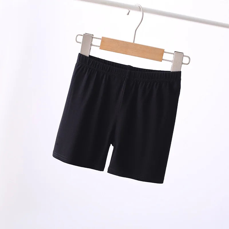 6pcs Summer Solid Color Kids Leggings Girls Safety Shorts Leggings Girls' Beach Shorts Are Suitable for Children Aged 2-12 Years