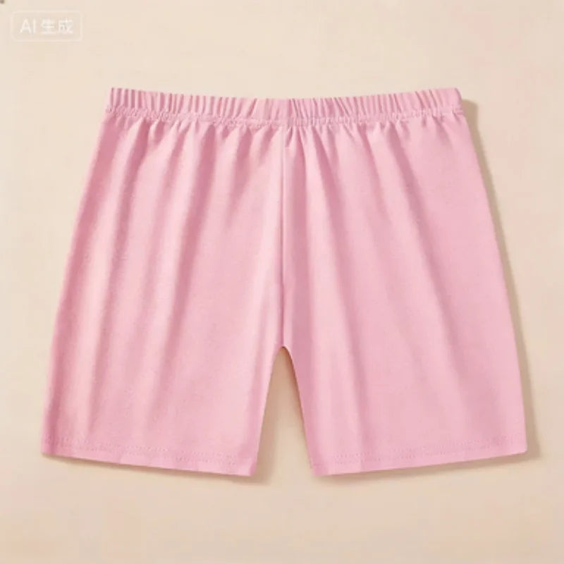 6Pcs Summer Solid Color Kids Leggings Girls Safety Shorts Leggings Girls' Beach Shorts Are Suitable for Children Aged 2-12 Years