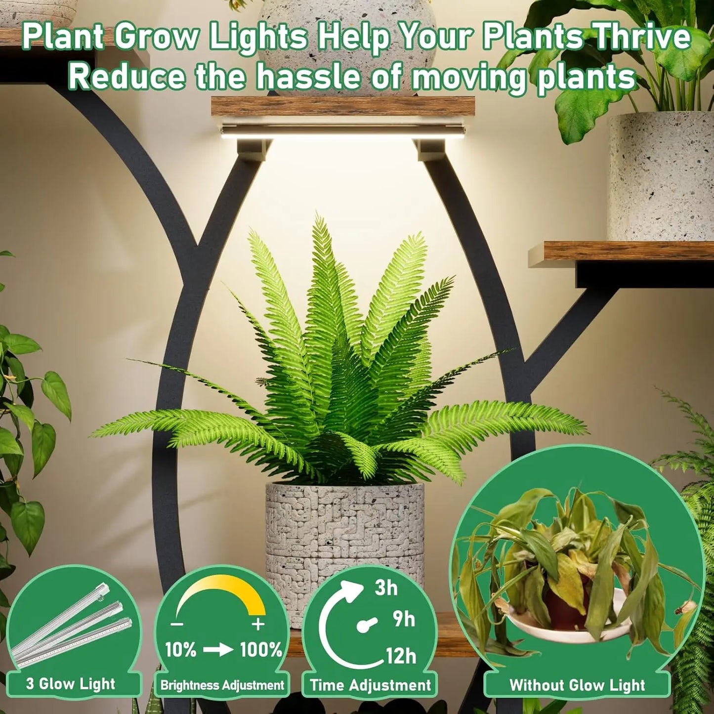 Plant Stand Indoor with Grow Light, 8 Tiered Plant Shelf Indoor for Multiple Plant, Metal Corner Plant Stand Plant·Hot Sale