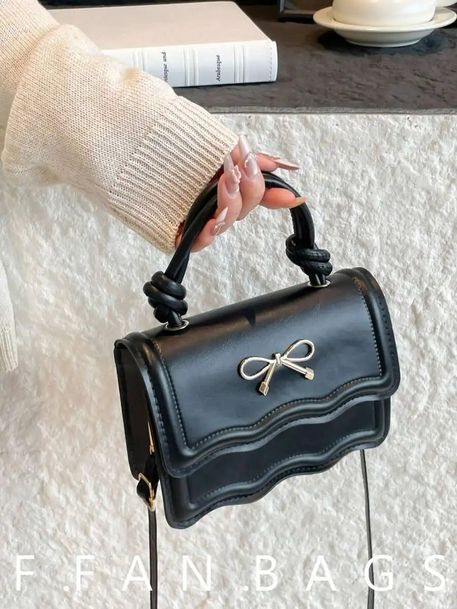 White PU Leather Quilted Flap Crossbody Bag with Butterfly Charm