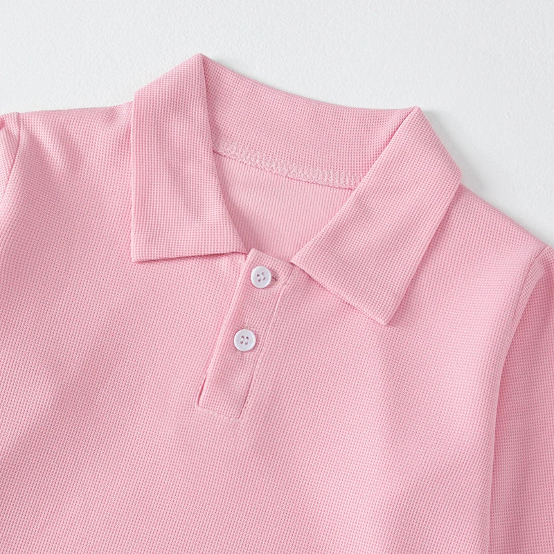 1/2/3 Pcs Autumn And Winter Children's Solid Color Simple Long Sleeved Polo Shirt Boys Handsome Top Girls Sweet And Cute Lapel T