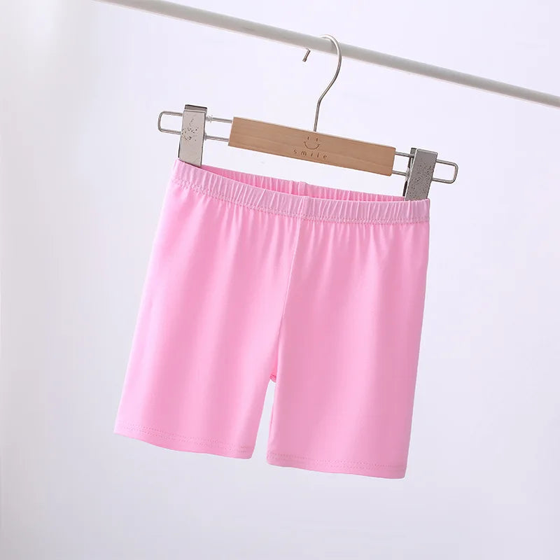 6pcs Summer Solid Color Kids Leggings Girls Safety Shorts Leggings Girls' Beach Shorts Are Suitable for Children Aged 2-12 Years