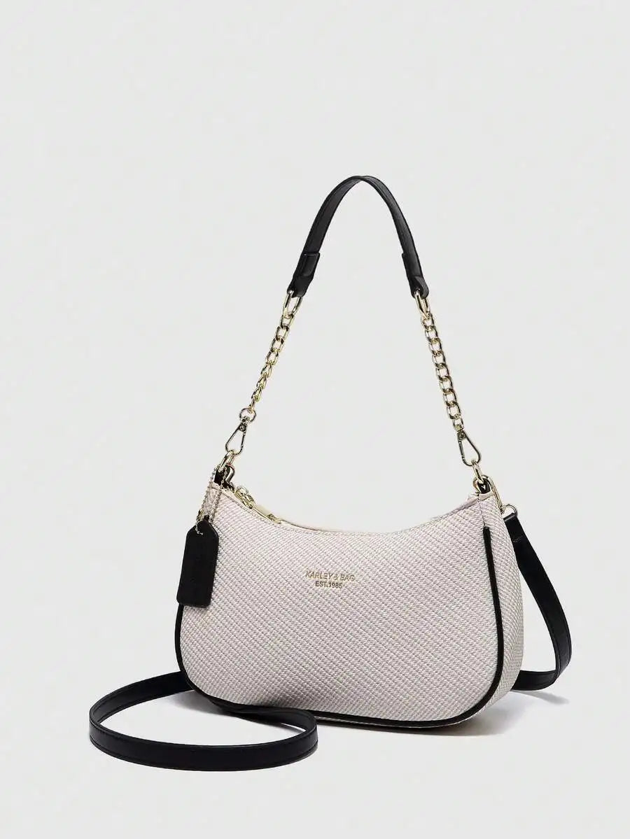 2025 New Fashion Crescent PU Leather Shoulder Bag with Cherry Charm, Crossbody or Underarm Wear