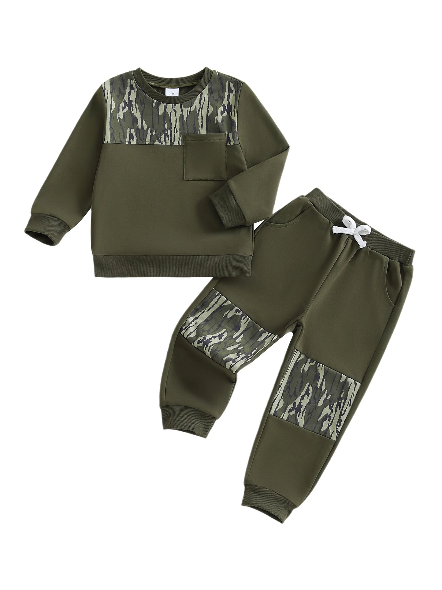 Boys 2-Piece Set Hooded Camo Sweatshirt with Matching Joggers Cozy Fall Outfit for Active Kids