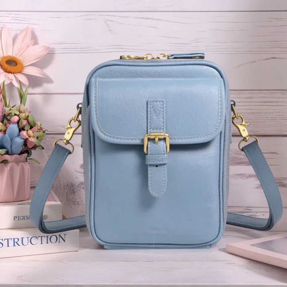 Leather Small Crossbody Cell Phone Bag with Adjustable Removable Strap Trendy Sling Bag Cellphone Bag Wallet Purse for Women Men