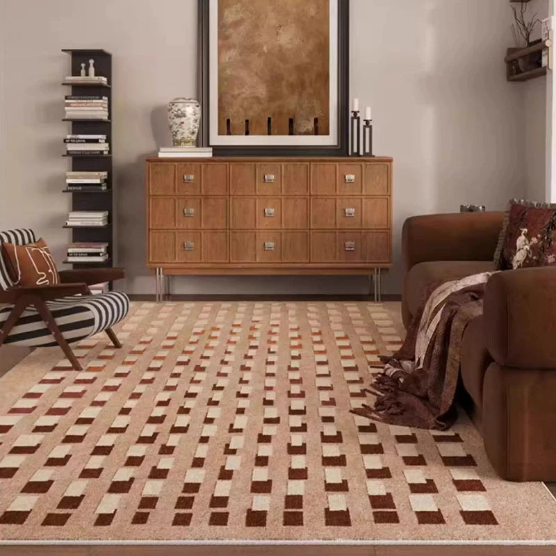 Retro Style Rugs for Bedroom Large Area Living Room Decoration Waterproof Carpet Washable Lounge Floor Mat Anti-slip Bedside Rug