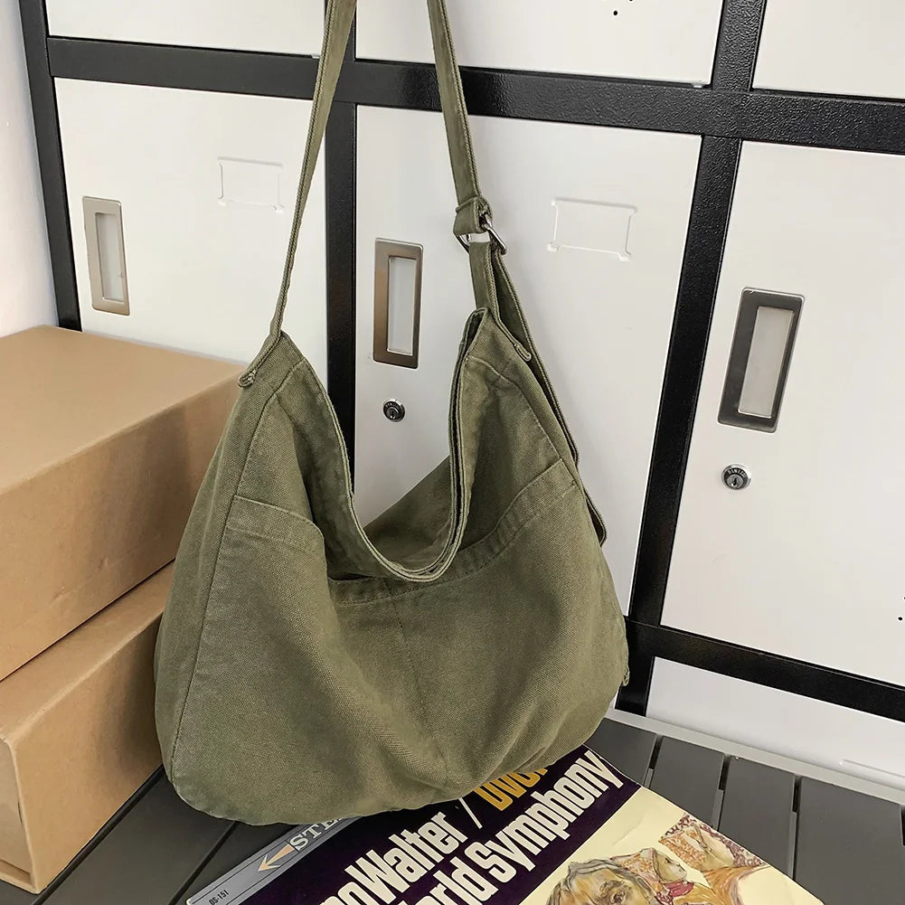 Shoulder Bag Canvas Simple College Student Bookbag Fashion Harajuku Satchels