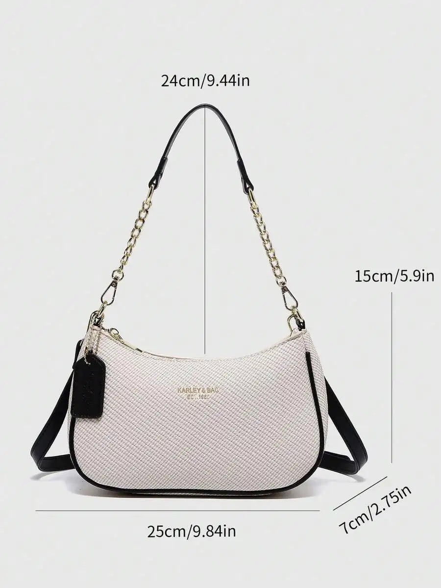 2025 New Fashion Crescent PU Leather Shoulder Bag with Cherry Charm, Crossbody or Underarm Wear