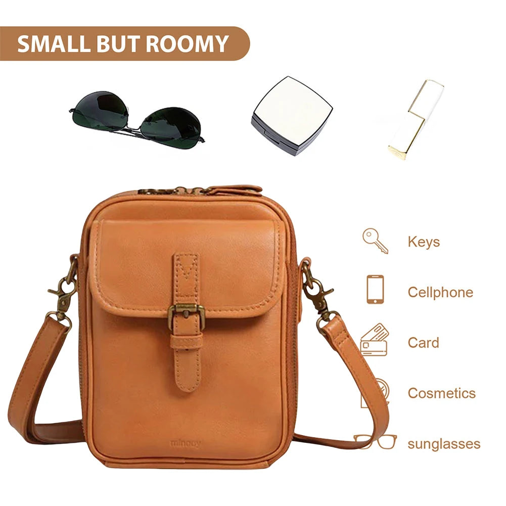 Leather Small Crossbody Cell Phone Bag with Adjustable Removable Strap Trendy Sling Bag Cellphone Bag Wallet Purse for Women Men