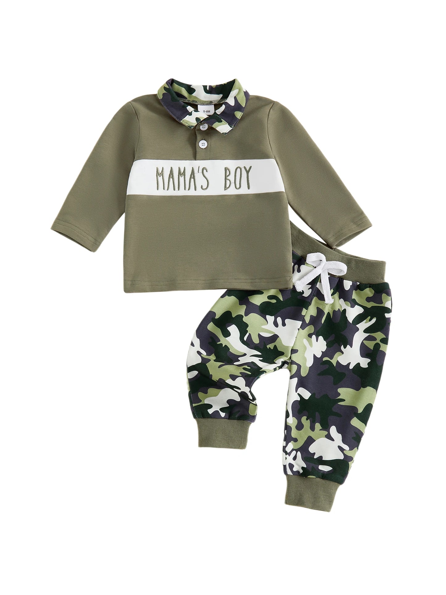 Boys Winter 2Pcs Outfits Long Sleeve Lapel Logo Print Tops Solid Color Pants Sets Warm Clothing Sets for Kids