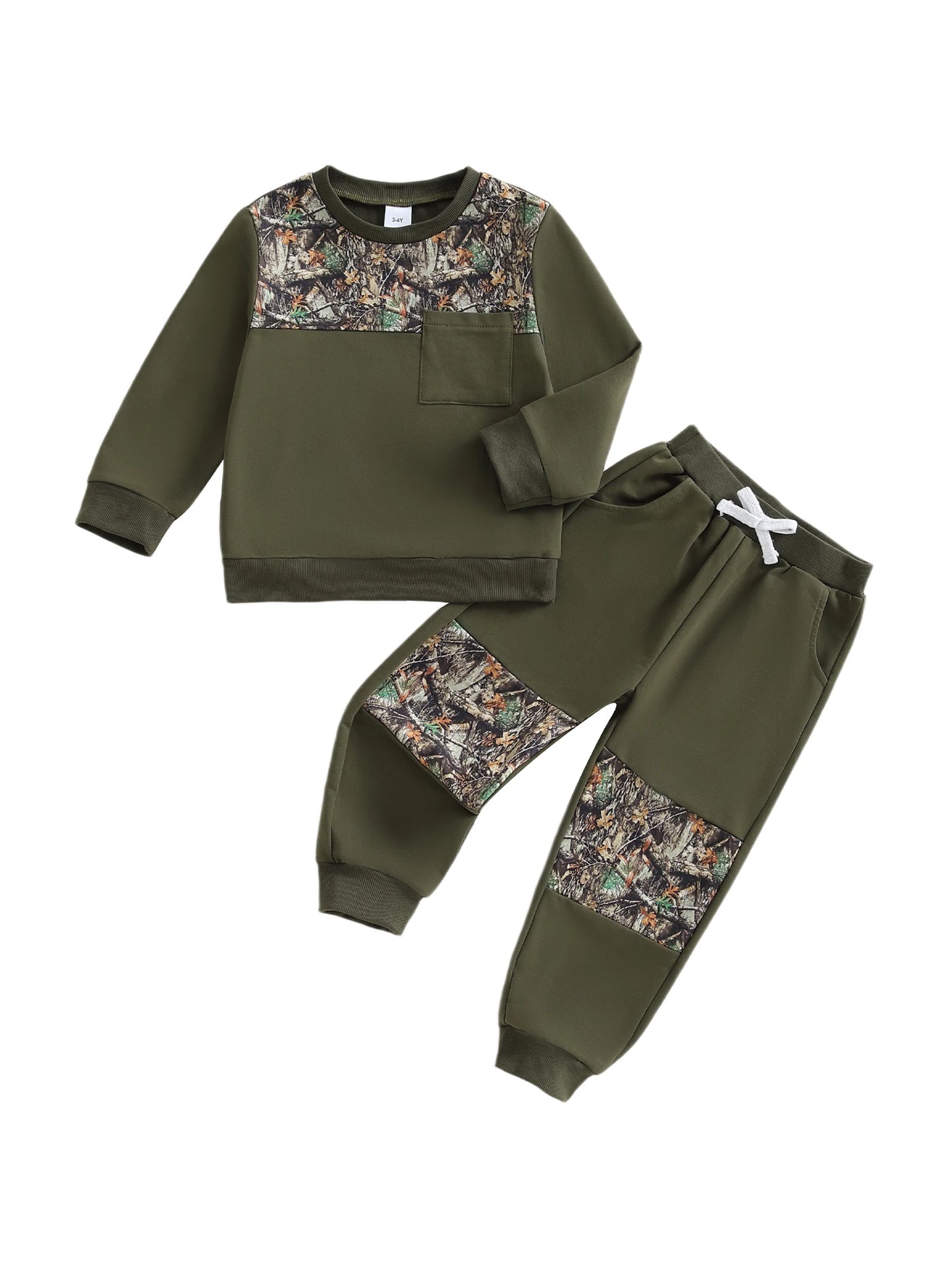 Boys 2-Piece Set Hooded Camo Sweatshirt with Matching Joggers Cozy Fall Outfit for Active Kids