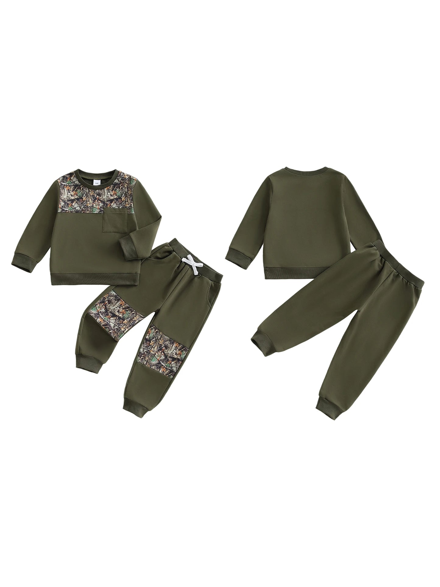 Boys 2-Piece Set Hooded Camo Sweatshirt with Matching Joggers Cozy Fall Outfit for Active Kids