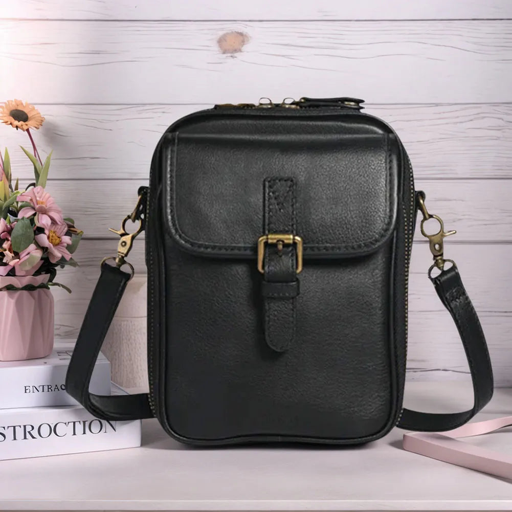 Leather Small Crossbody Cell Phone Bag with Adjustable Removable Strap Trendy Sling Bag Cellphone Bag Wallet Purse for Women Men