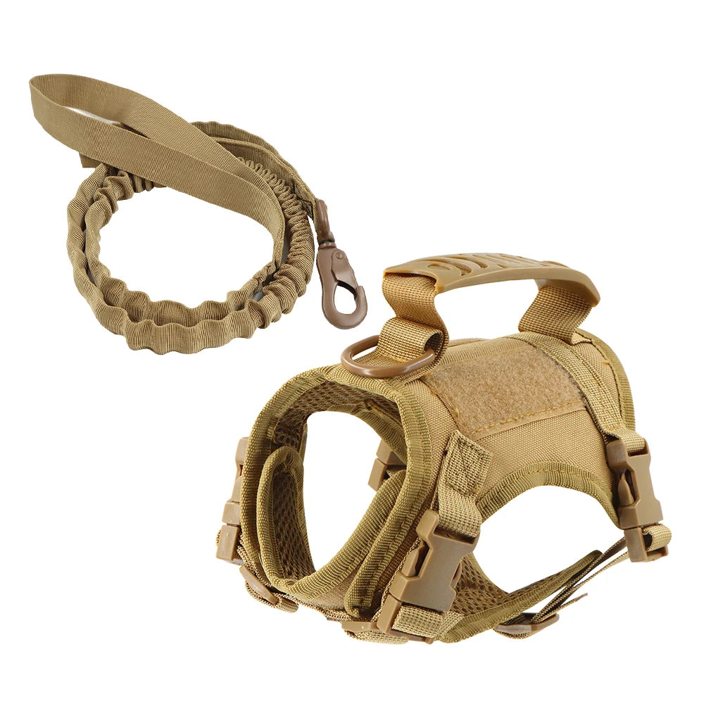 Tactical Puppy Harness Leash Set For Small Dogs Adjustable Cat Harnesses Vest For Training Walking Military Cats Dog Accessories