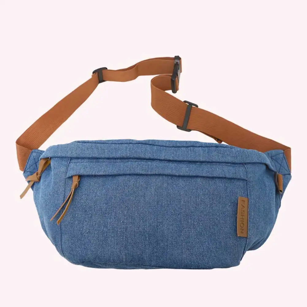 Denim Messenger Chest Bag Harajuku Men Women Casual Chest Bags Adjustable Shoulder Straps Solid Color Fashion Female Waist Bag