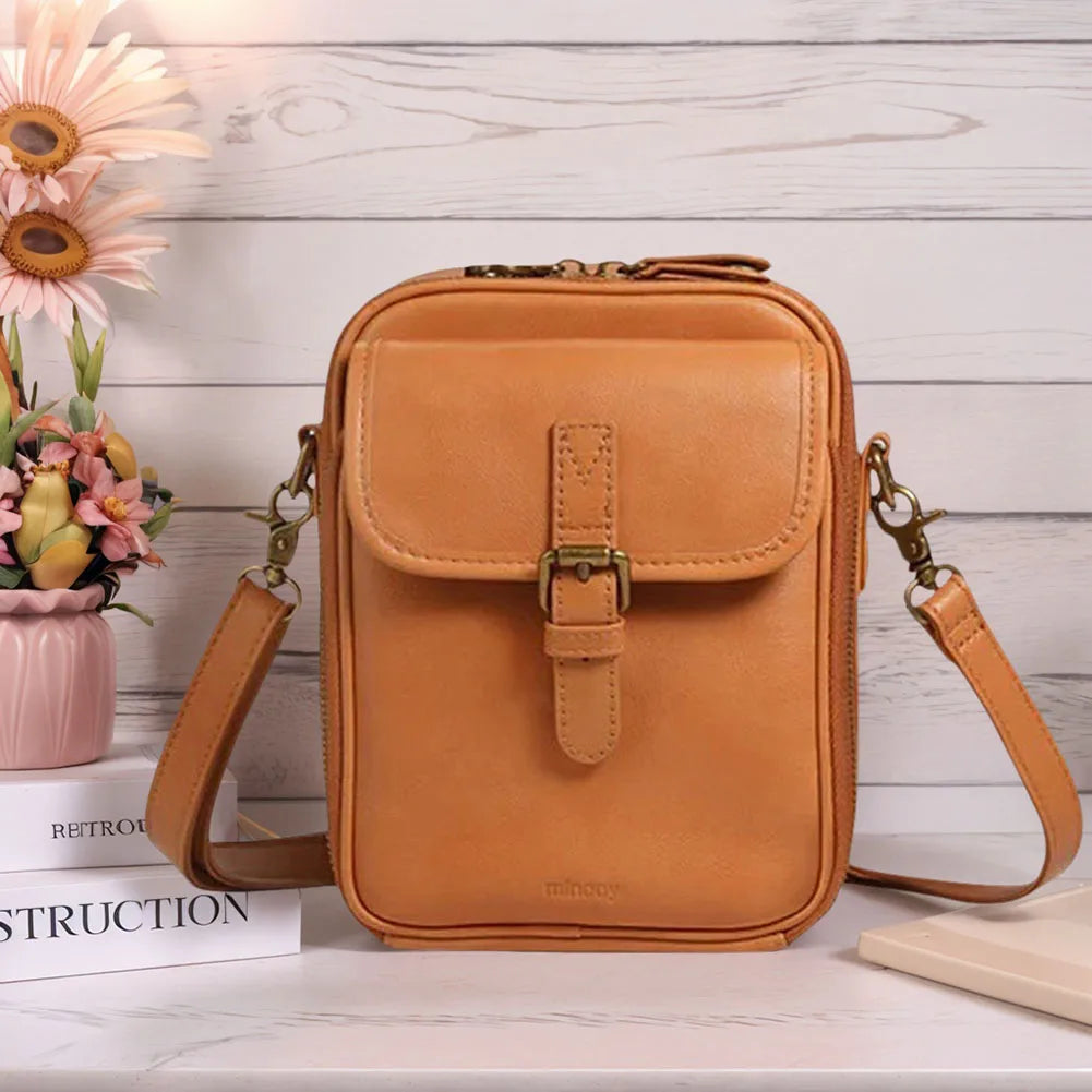 Leather Small Crossbody Cell Phone Bag with Adjustable Removable Strap Trendy Sling Bag Cellphone Bag Wallet Purse for Women Men