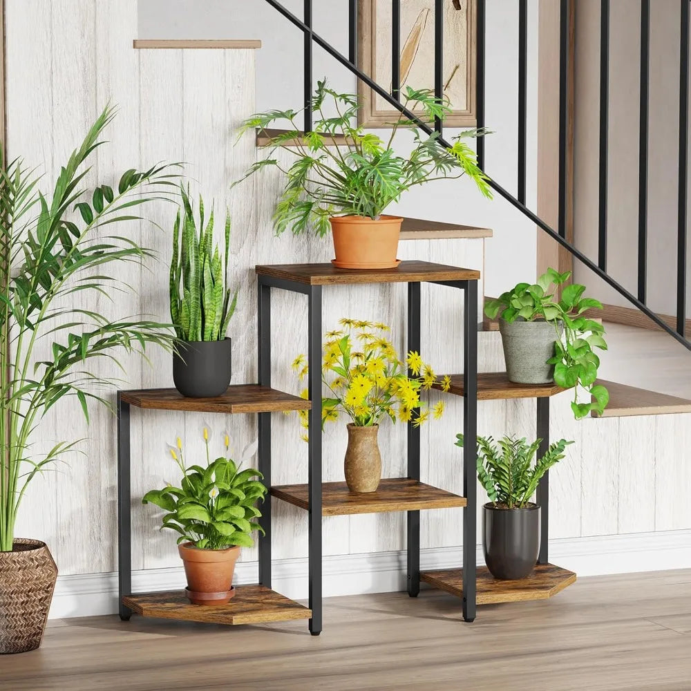 plant stand indoor, multiple plant shelf corner rack, 6 potted plant stand, 4 tiers large flower holder, planter display rack fo